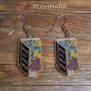 Purple and Gold Dangle Earrings with Metallic Accents